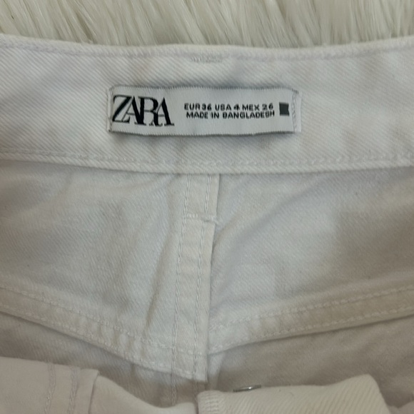 Zara White High Waist Denim Shorts size 4 button fly - Picture 2 of 8